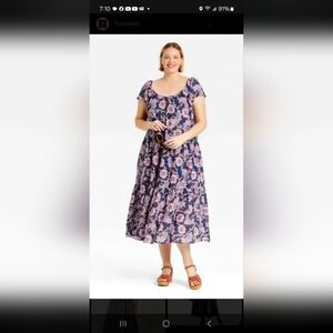 Women's Knox Rose Floral Dress  Flutter Sleeve Tiered Midi Maxi Rayon. XXL